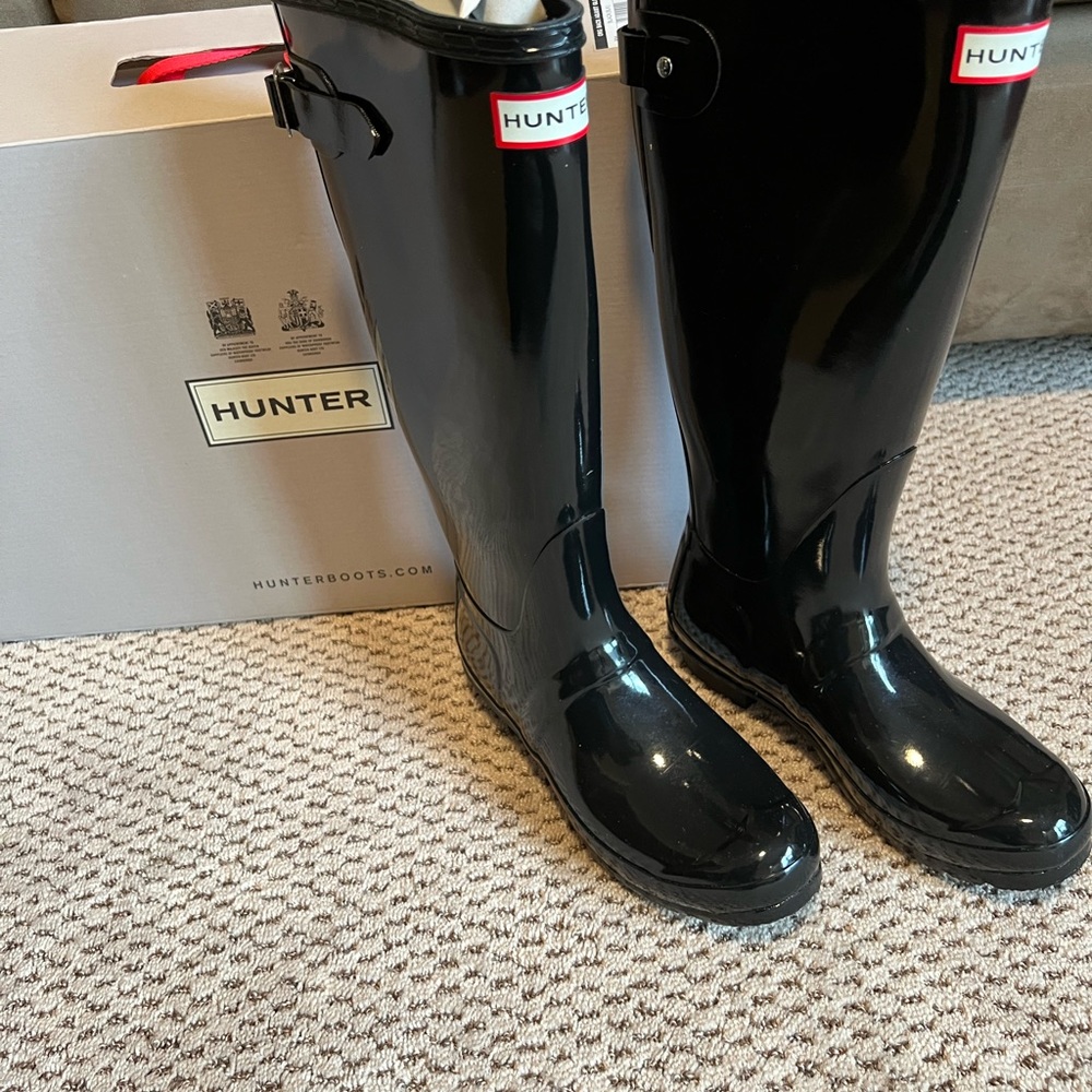 Hunter back adjust black  Gloss Boots - Picture 3 of 8